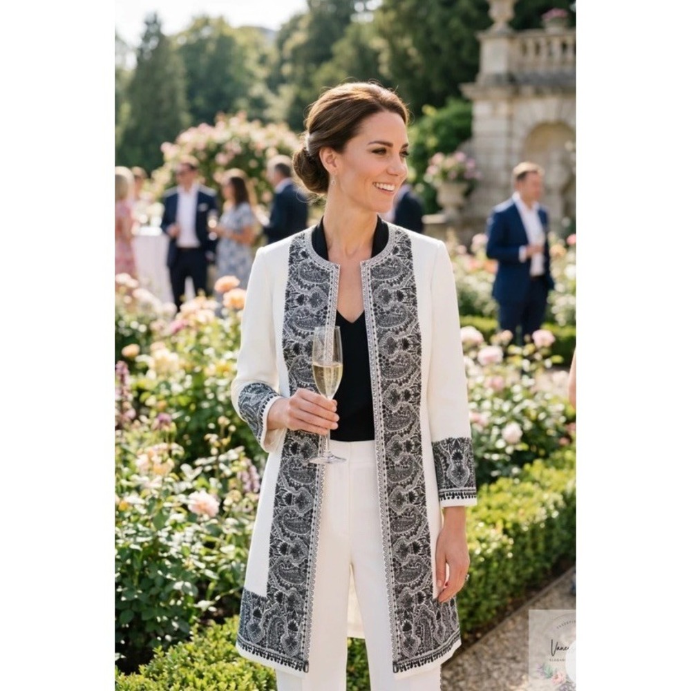 (b23/20)Kobi Halperin Embroidered Duster Coat, Size L